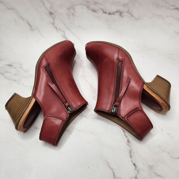 Earth Kristy Red Leather Booties Open Toe Sandals Boots Women's 5 - Picture 6 of 12